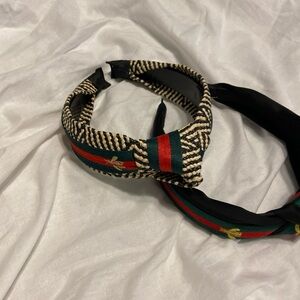 Bumble bee Striped Knot Headband with Green & Red Stripe Accent